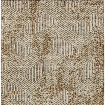 8' X 10' Brown And Beige Geometric Washable Indoor Outdoor Area Rug