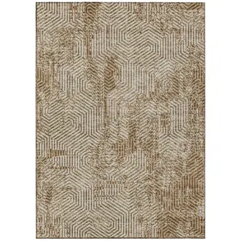 8' X 10' Brown And Beige Geometric Washable Indoor Outdoor Area Rug