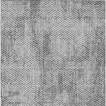 10' X 14' Silver And Gray Geometric Washable Indoor Outdoor Area Rug