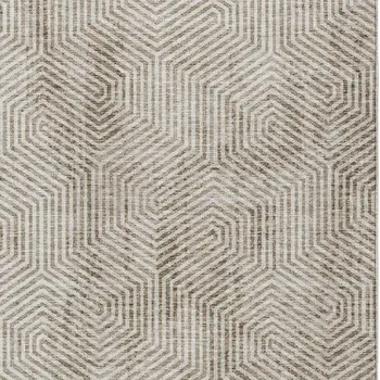 8' X 10' Taupe And Beige Geometric Washable Indoor Outdoor Area Rug