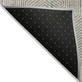 10' X 14' Taupe And Beige Geometric Washable Indoor Outdoor Area Rug