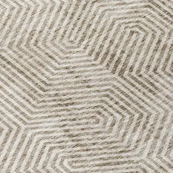 10' X 14' Taupe And Beige Geometric Washable Indoor Outdoor Area Rug