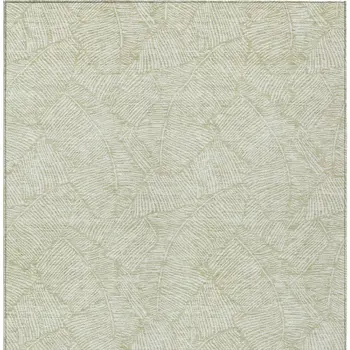 9' X 12' Artichoke Green And Ivory Floral Washable Indoor Outdoor Area Rug