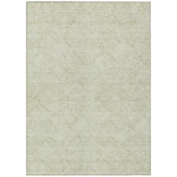 10' X 14' Artichoke Green And Ivory Floral Washable Indoor Outdoor Area Rug