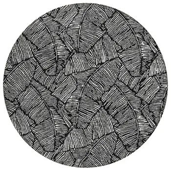 8' Black And Ivory Round Floral Washable Indoor Outdoor Area Rug