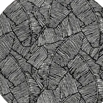 8' Black And Ivory Round Floral Washable Indoor Outdoor Area Rug