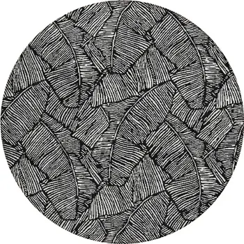 8' Black And Ivory Round Floral Washable Indoor Outdoor Area Rug