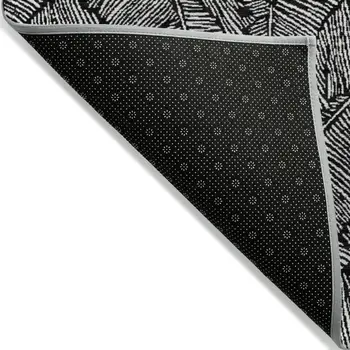 8' X 10' Black And Ivory Floral Washable Indoor Outdoor Area Rug