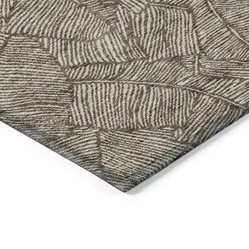 8' X 10' Brown And Beige Floral Washable Indoor Outdoor Area Rug