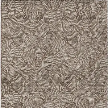 10' X 14' Brown And Beige Floral Washable Indoor Outdoor Area Rug