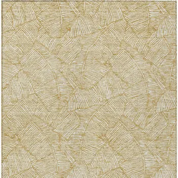 5' X 8' Gold And Beige Floral Washable Indoor Outdoor Area Rug