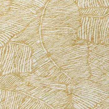10' X 14' Gold And Beige Floral Washable Indoor Outdoor Area Rug