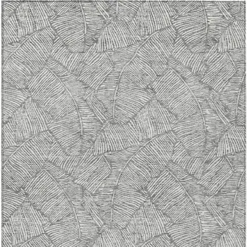 9' X 12' Gray And Ivory Floral Washable Indoor Outdoor Area Rug