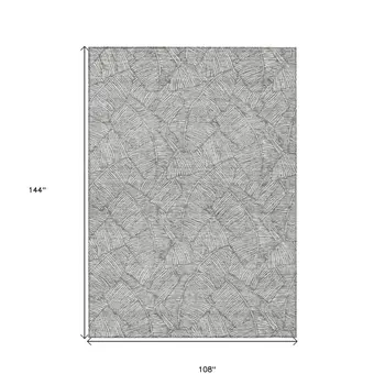 9' X 12' Gray And Ivory Floral Washable Indoor Outdoor Area Rug