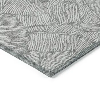 10' X 14' Gray And Ivory Floral Washable Indoor Outdoor Area Rug