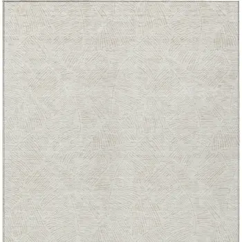 3' X 5' Ivory And Beige Floral Washable Indoor Outdoor Area Rug