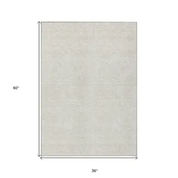 3' X 5' Ivory And Beige Floral Washable Indoor Outdoor Area Rug