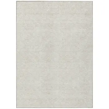 5' X 8' Ivory And Beige Floral Washable Indoor Outdoor Area Rug