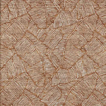 3' X 5' Copper And Beige Floral Washable Indoor Outdoor Area Rug
