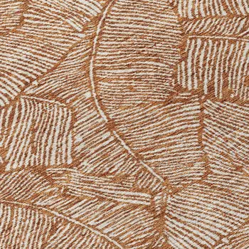 10' X 14' Copper And Beige Floral Washable Indoor Outdoor Area Rug