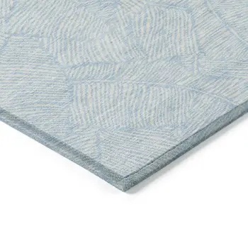 5' X 8' Sky Blue And Ivory Floral Washable Indoor Outdoor Area Rug