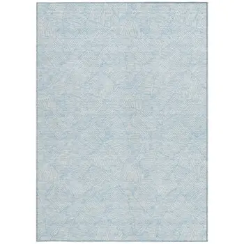 8' X 10' Sky Blue And Ivory Floral Washable Indoor Outdoor Area Rug