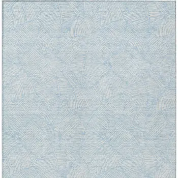 8' X 10' Sky Blue And Ivory Floral Washable Indoor Outdoor Area Rug