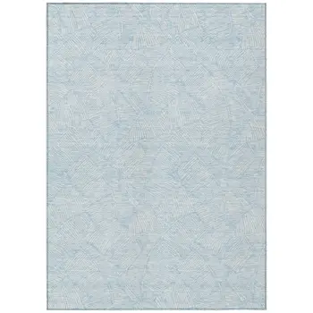 10' X 14' Sky Blue And Ivory Floral Washable Indoor Outdoor Area Rug