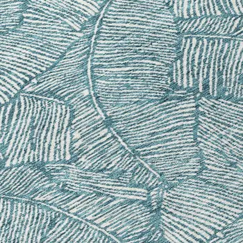 8' Teal Blue And Ivory Round Floral Washable Indoor Outdoor Area Rug