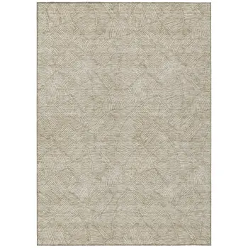 3' X 5' Taupe And Ivory Floral Washable Indoor Outdoor Area Rug