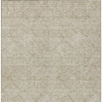 8' X 10' Taupe And Ivory Floral Washable Indoor Outdoor Area Rug