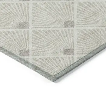 5' X 8' Beige And Ivory Geometric Washable Indoor Outdoor Area Rug