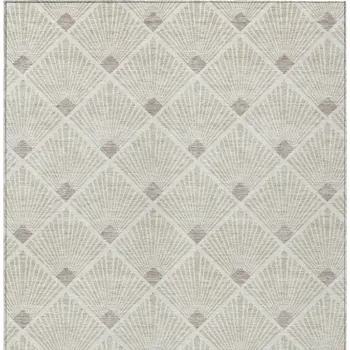 8' X 10' Beige And Ivory Geometric Washable Indoor Outdoor Area Rug