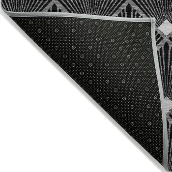 3' X 5' Black Gray And Ivory Geometric Washable Indoor Outdoor Area Rug