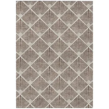 5' X 8' Brown And Beige Geometric Washable Indoor Outdoor Area Rug