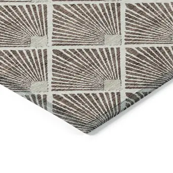 5' X 8' Brown And Beige Geometric Washable Indoor Outdoor Area Rug