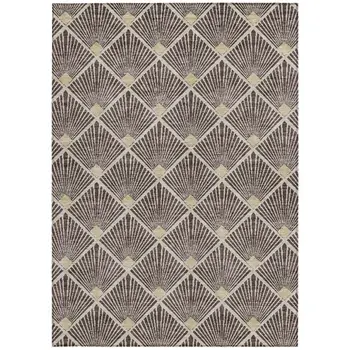 3' X 5' Brown And Beige Geometric Washable Indoor Outdoor Area Rug