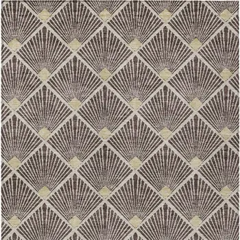 3' X 5' Brown And Beige Geometric Washable Indoor Outdoor Area Rug