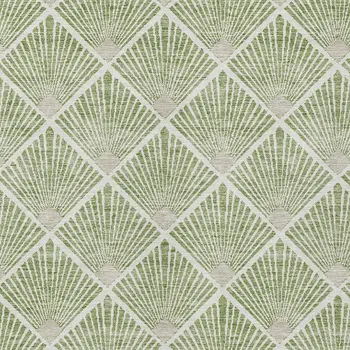 10' X 14' Green Beige And Ivory Geometric Washable Indoor Outdoor Area Rug