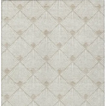 5' X 8' Ivory And Beige Geometric Washable Indoor Outdoor Area Rug