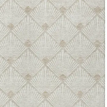 10' X 14' Ivory And Beige Geometric Washable Indoor Outdoor Area Rug