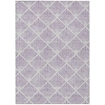 9' X 12' Lavender Gray And Ivory Geometric Washable Indoor Outdoor Area Rug