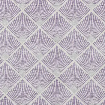 9' X 12' Lavender Gray And Ivory Geometric Washable Indoor Outdoor Area Rug