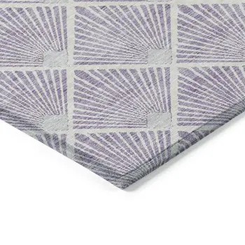9' X 12' Lavender Gray And Ivory Geometric Washable Indoor Outdoor Area Rug