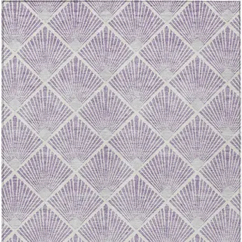 10' X 14' Lavender Gray And Ivory Geometric Washable Indoor Outdoor Area Rug