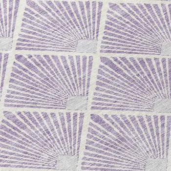 10' X 14' Lavender Gray And Ivory Geometric Washable Indoor Outdoor Area Rug