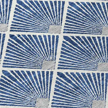 5' X 8' Navy Blue Gray And Ivory Geometric Washable Indoor Outdoor Area Rug