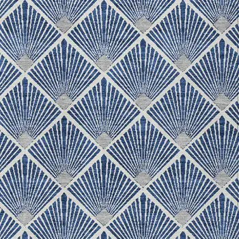 10' X 14' Navy Blue Gray And Ivory Geometric Washable Indoor Outdoor Area Rug
