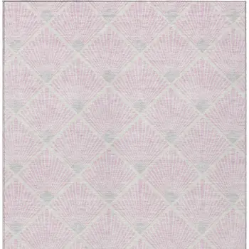 3' X 5' Pink Gray And Ivory Geometric Washable Indoor Outdoor Area Rug