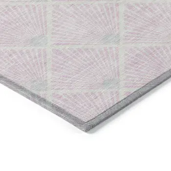 8' X 10' Pink Gray And Ivory Geometric Washable Indoor Outdoor Area Rug